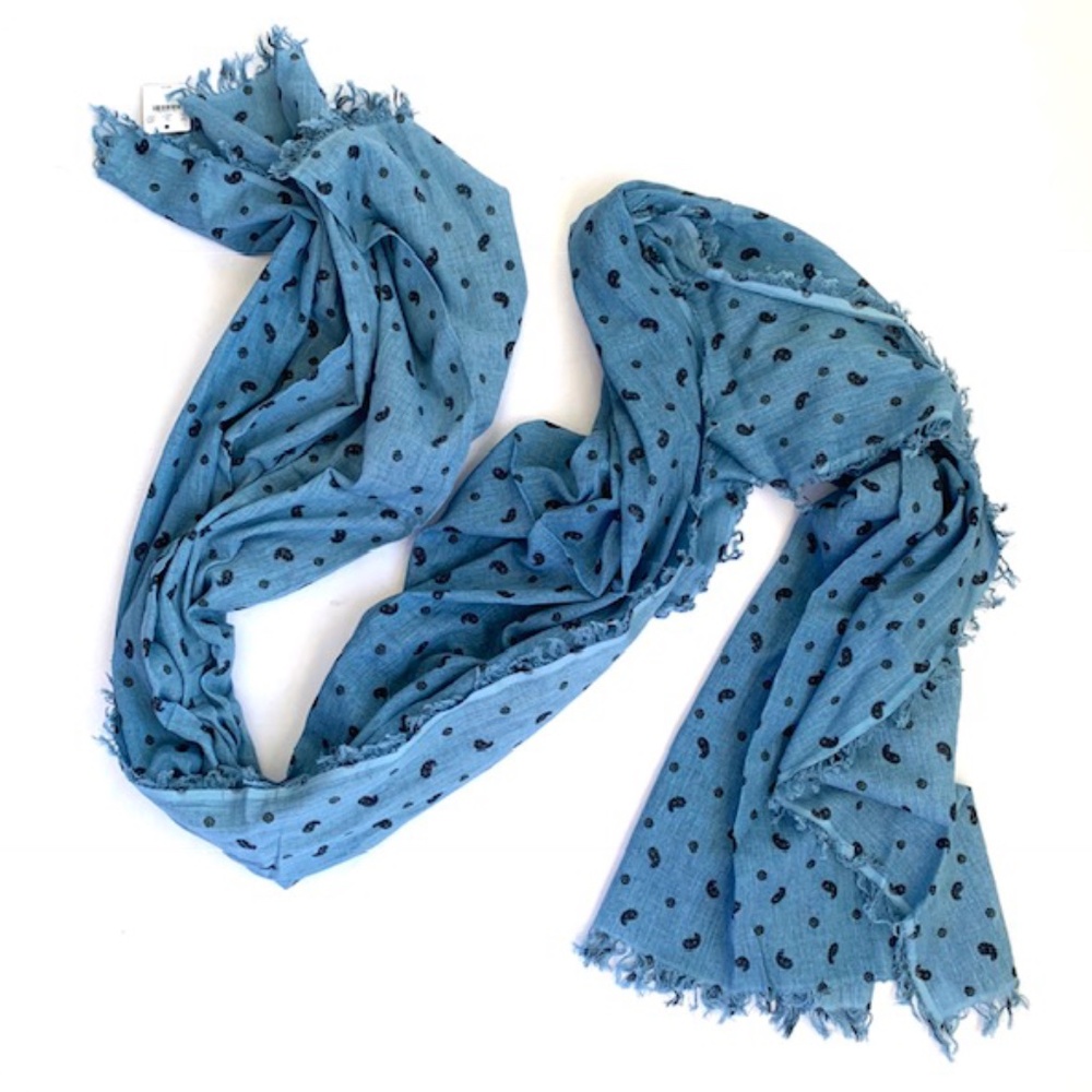 J. Crew Gauzy Cotton Large Blue Scarf/Cover Up (NWT) - Picture 1 of 3